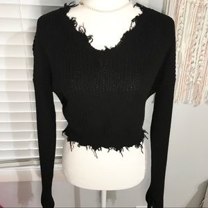 Black knitted loose sweater